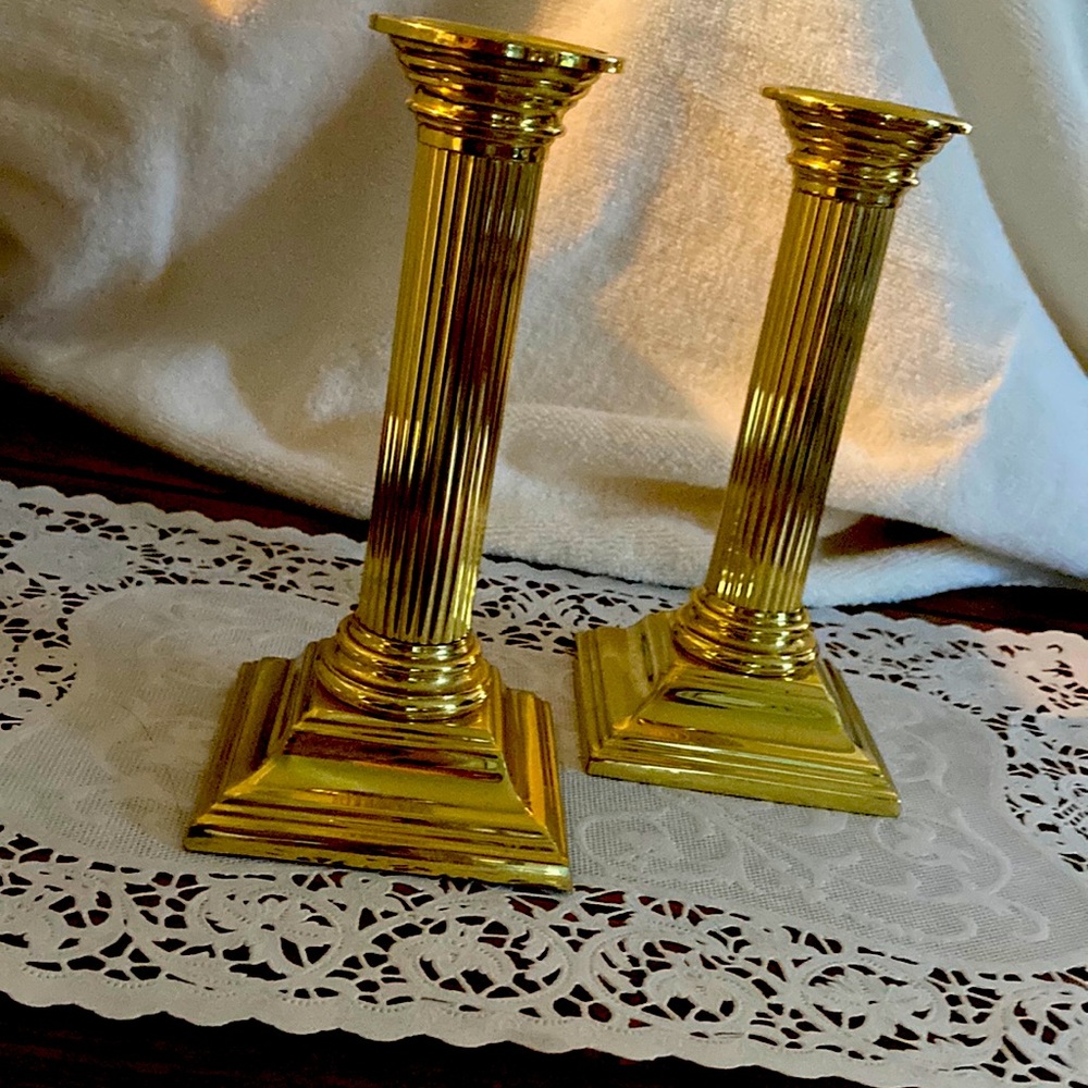Vintage Baldwin Brass 7” Smithsonian Pair Candlestick Holders USED